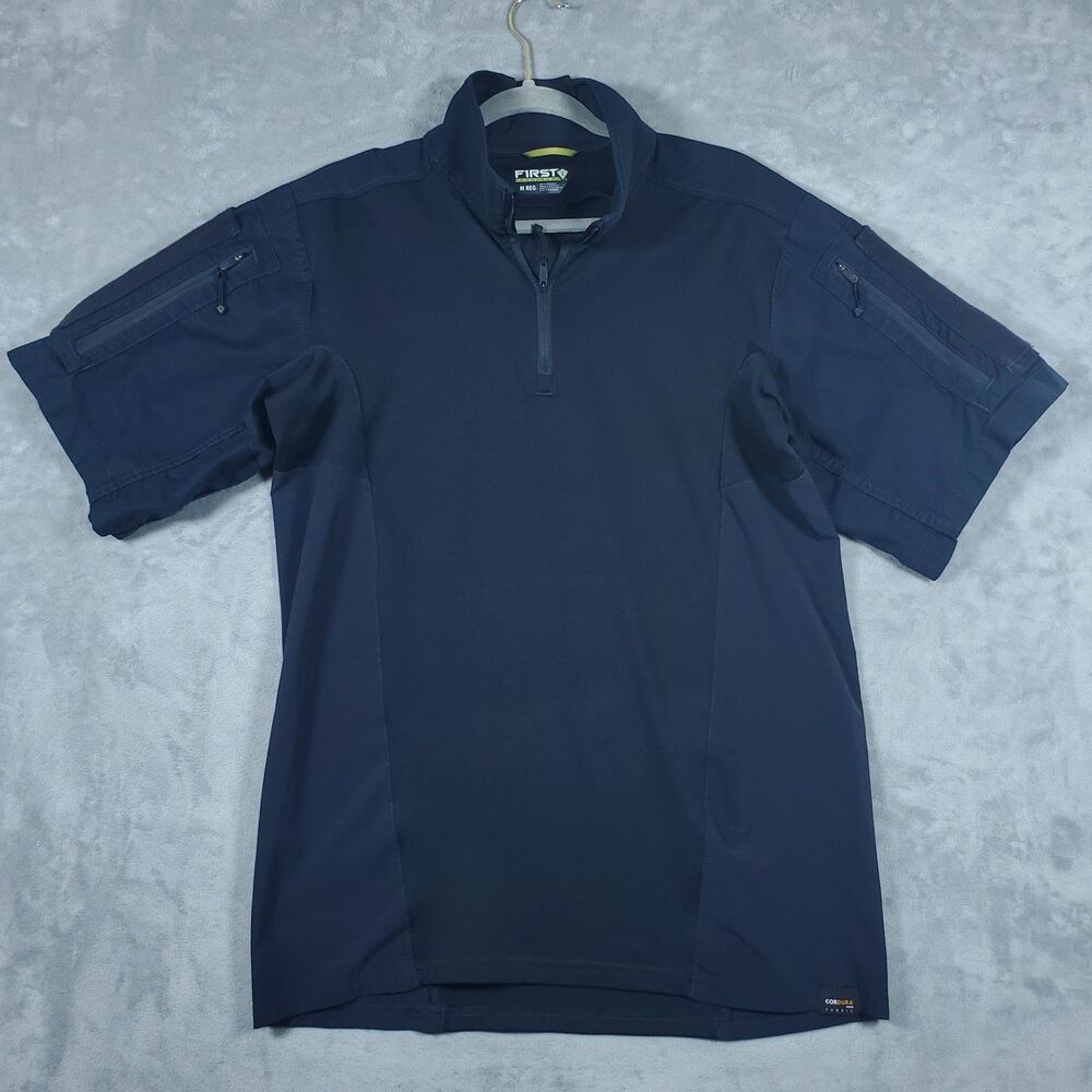First Tactical Shirt Mens Medium Dark Blue 1/4 Zip Combat Cordura Combat Utility